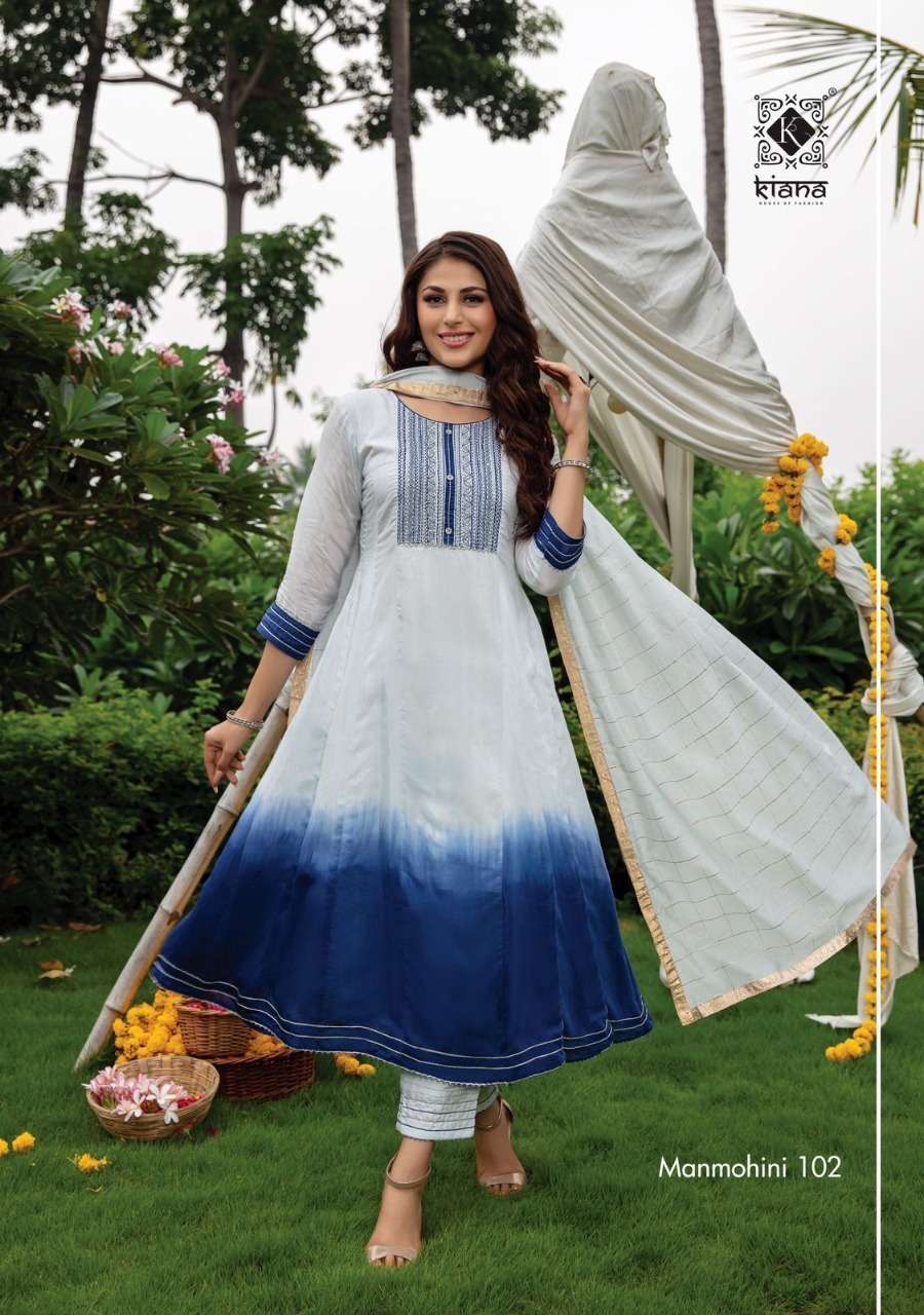 kiana manmohini 101-106 series designer fancy trendy kurti with pant at wholesale price surat gujarat