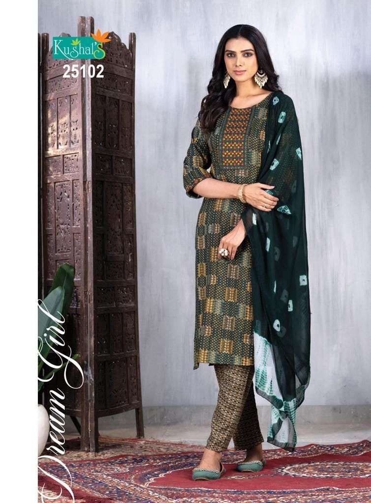 kushals dream girl 25101-25110 series latest designer kurti set wholesaler surat gujarat