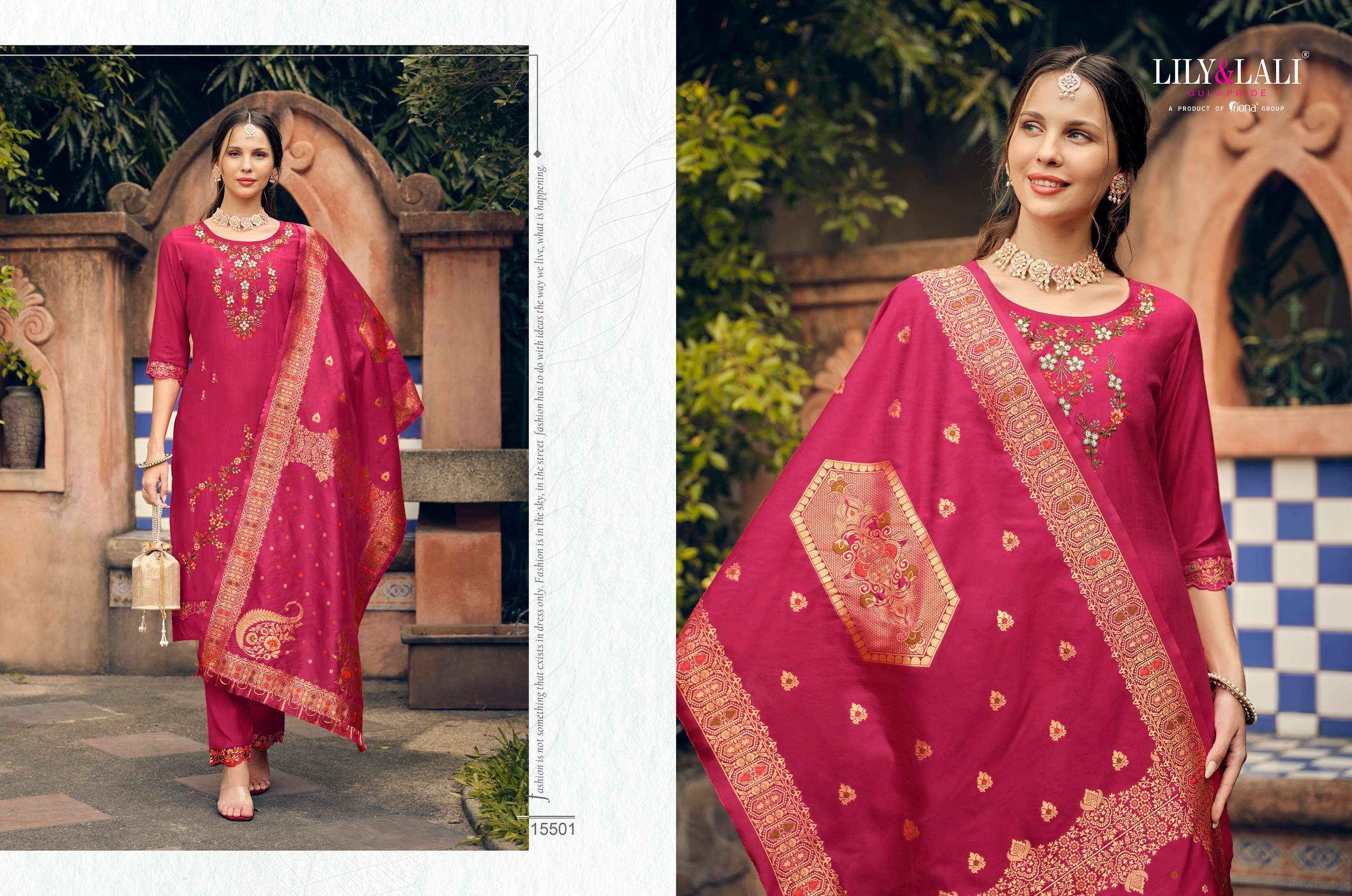lily & lali hasmina vol-2 15501-15506 series latest designer kurti set wholesaler surat gujarat