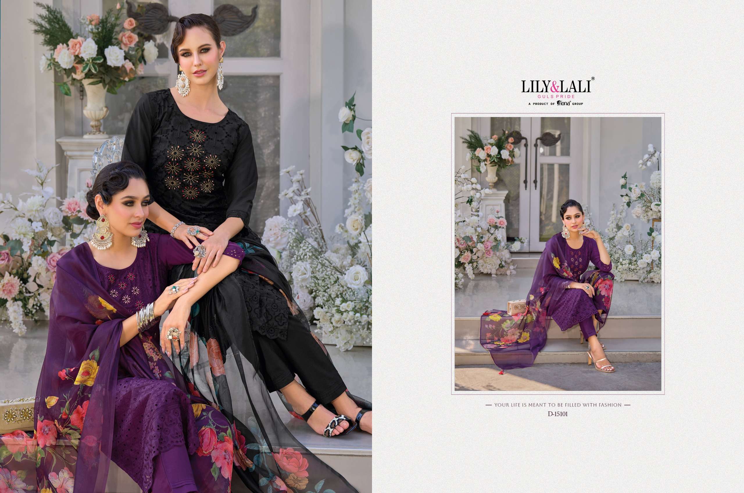 lily & lali karachi 15101-15106 series latest designer kurti set wholesaler surat gujarat