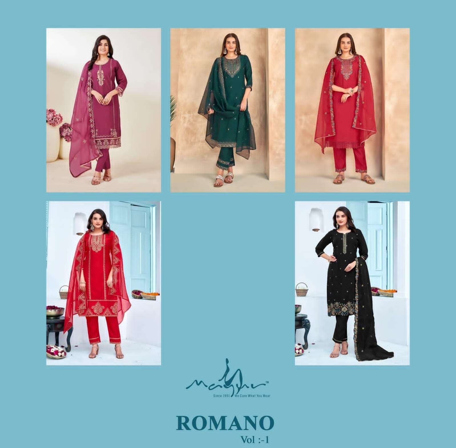 mayur fashion romano vol-1 series latest designer kurti set wholesaler surat gujarat