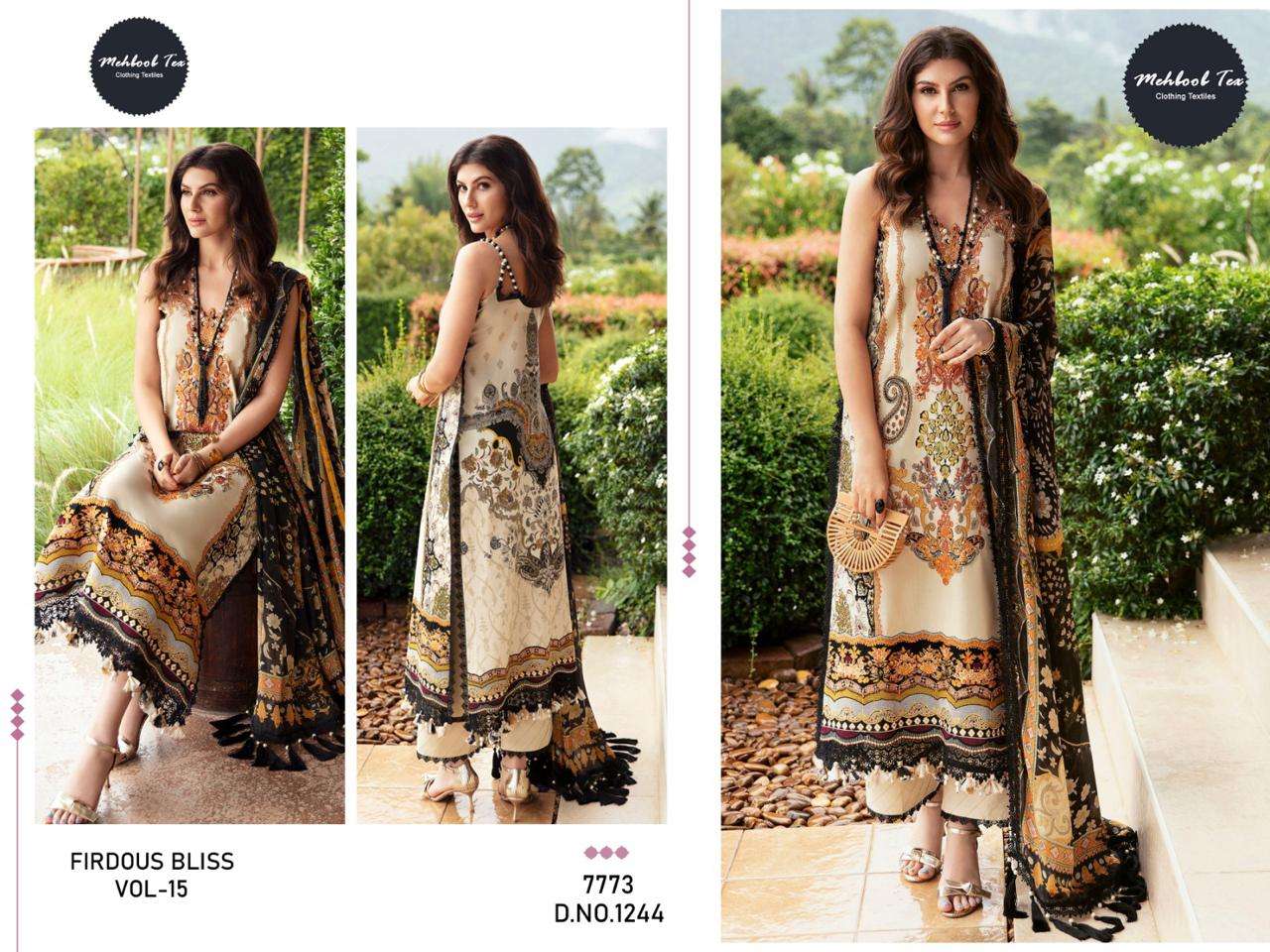 mehboob tex 1244-1245 design series designer wedding wear pakistani cotton suit at wholesaler price surat india gujarat
