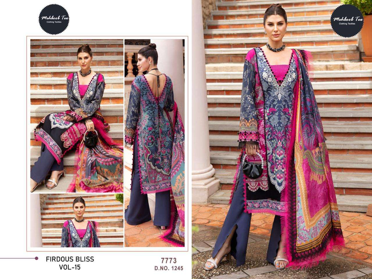 mehboob tex 1244-1245 design series designer wedding wear pakistani cotton suit at wholesaler price surat india gujarat