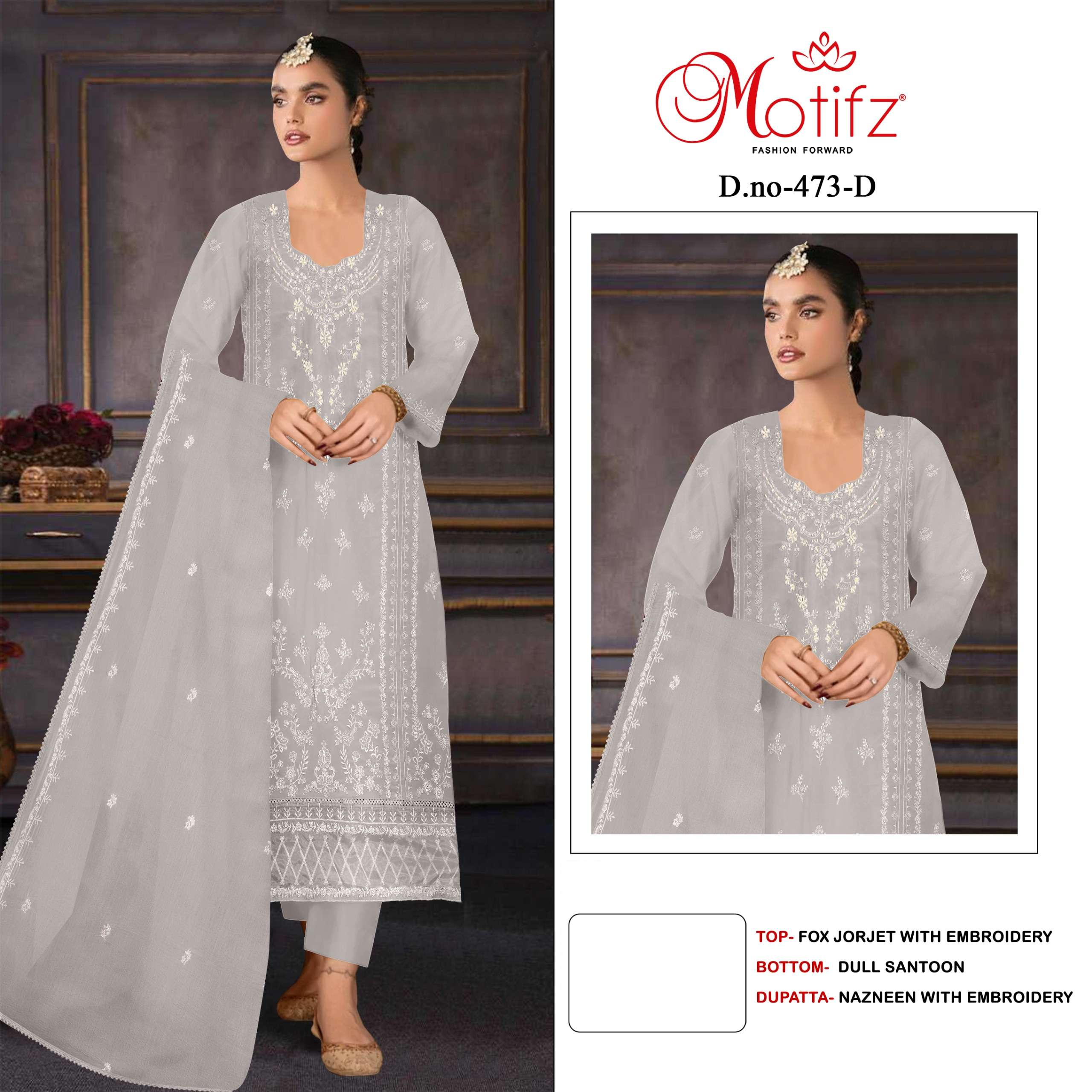 Motifz 473 colours georgette embroidery work pakistani suits wholesale collection