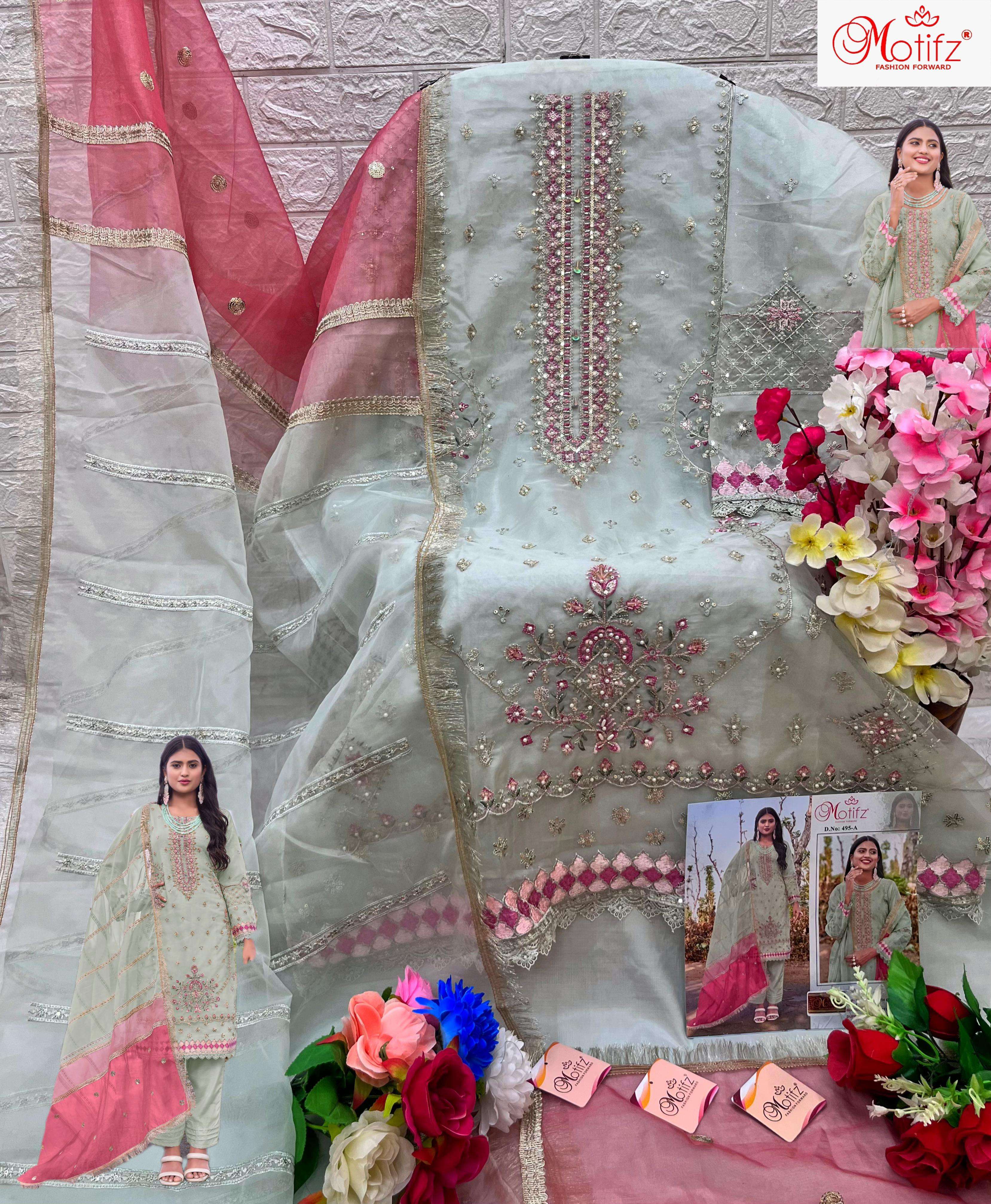 motifz 495 colour series latest wedding wear pakistani salwar kameez wholesaler price surat gujarat