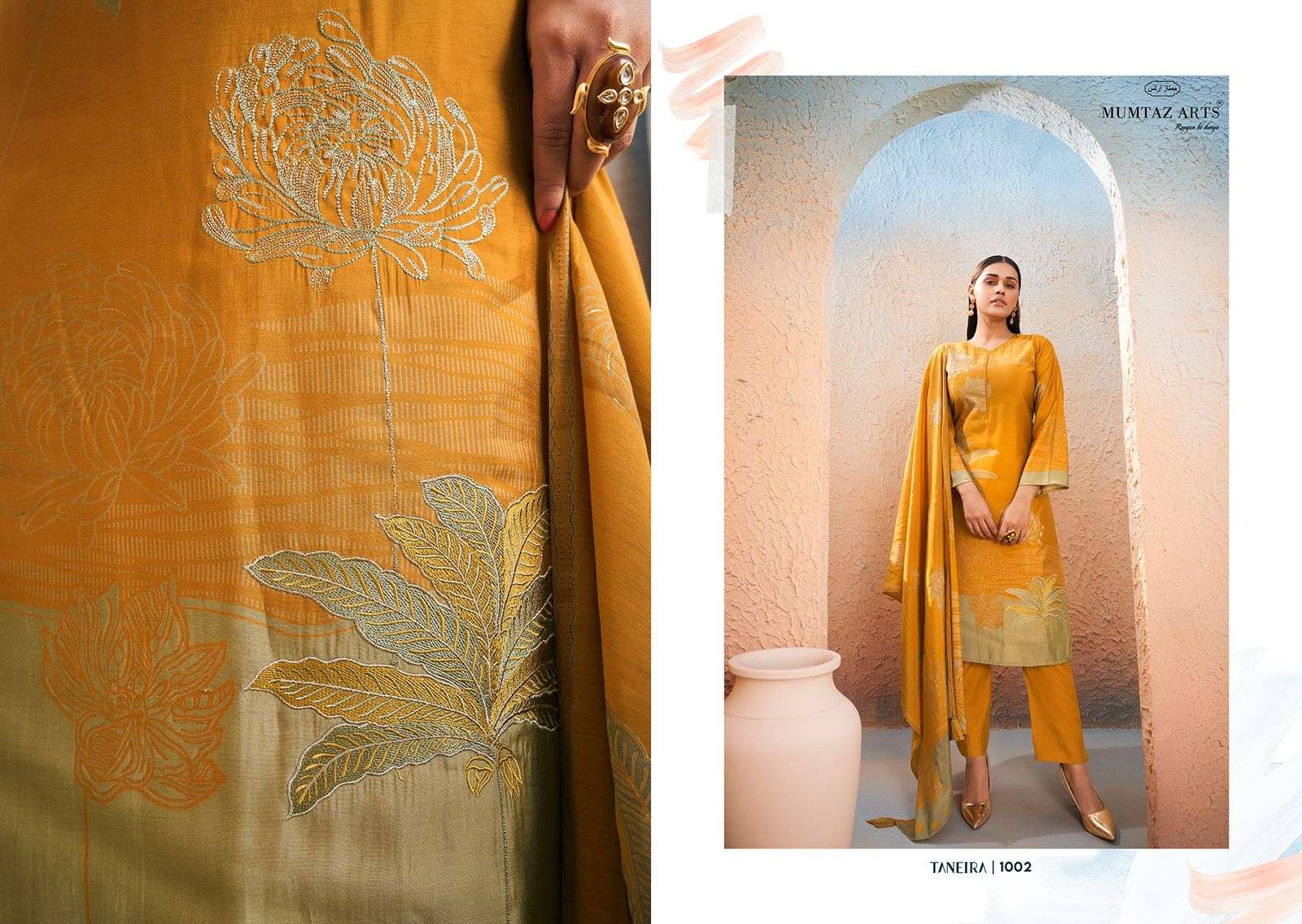 mumtaz arts taneira  1001-1004 series latest designer pakistani salwar kameez wholesaler surat gujarat