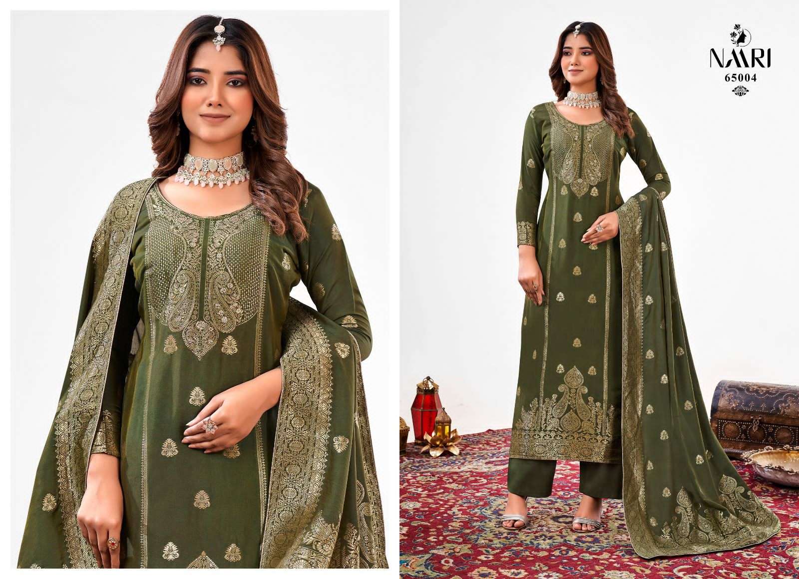 naari nyasa 65001-65004 series muslin dola jaquard salwar suits collection at wholesale surat