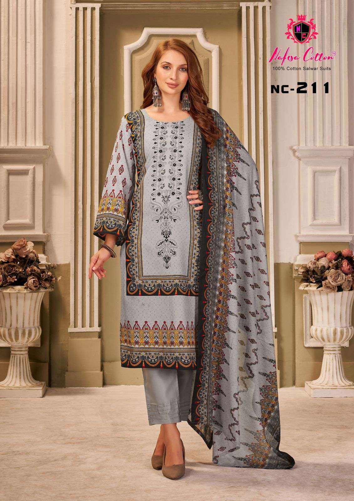 nafisha cotton andaaz karachi suits vol-2 207-212 series latest pakistani salwar kameez wholesaler surat gujarat