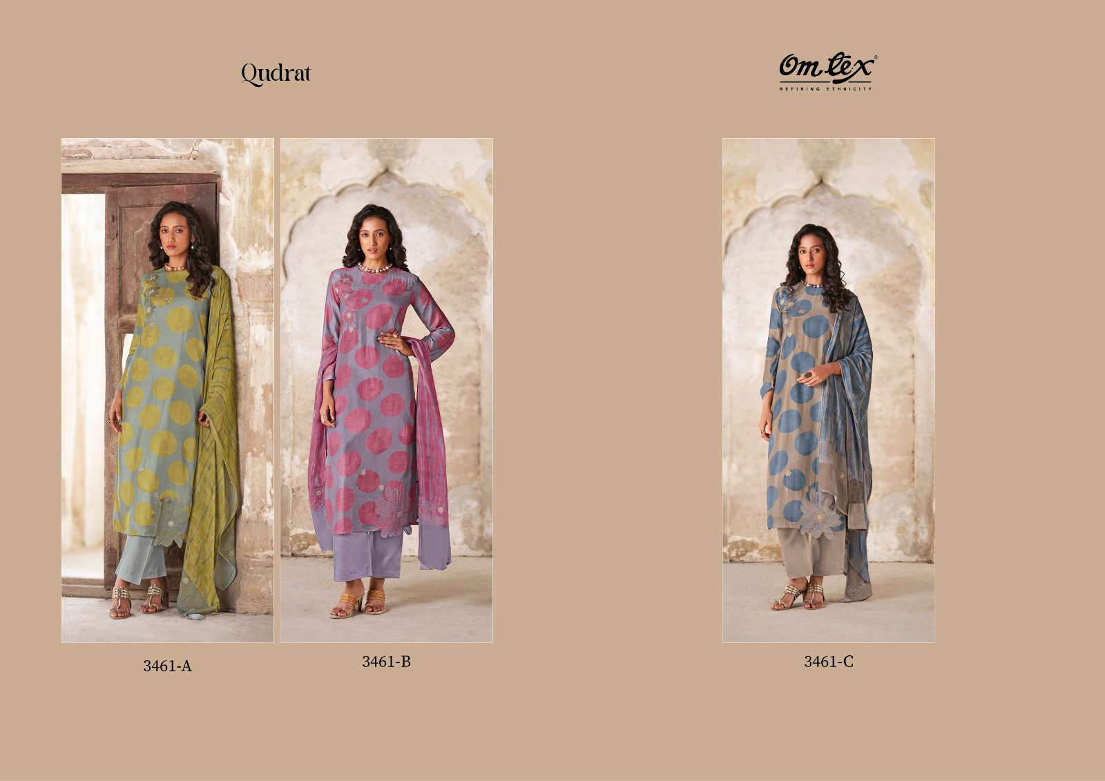 om tex qudrat 3461 colour series latest pakistani salwar kameez wholesaler surat gujarat