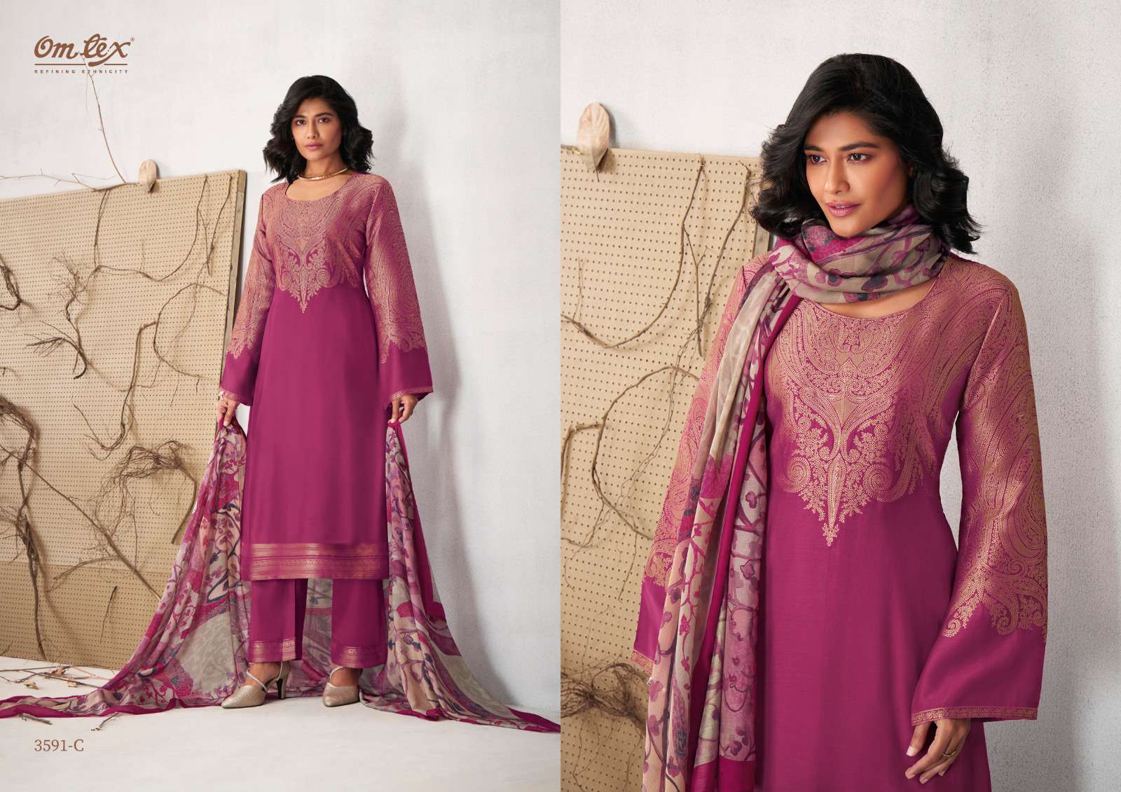 om tex zeel 3591 colour series latest designer wedding wear muslin salwar kameez wholesale price surat