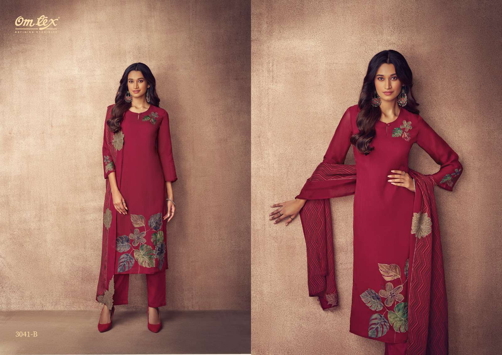 om tex zoya vol-2 3041 colour series latest designer wedding wear muslin salwar kameez wholesale price surat