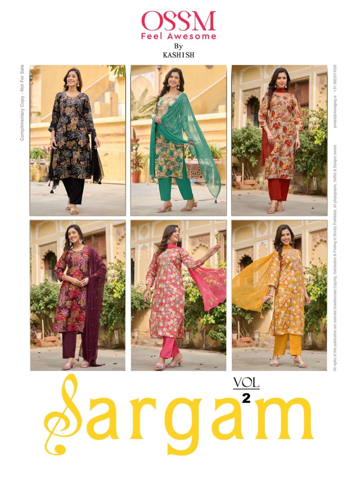 ossm sargam 201-206 series latest fancy kurti set wholesaler surat gujarat