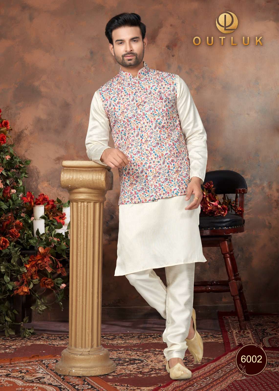 outluk wedding collection vol-6 5001-5007 series cotton work mens kurta with pajama set collection at wholesale price