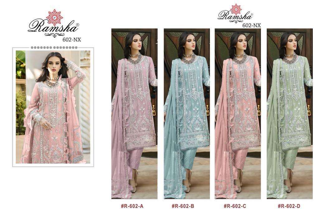 ramsha 602 colour series designer pakistani salwar kameez wholesaler surat gujarat