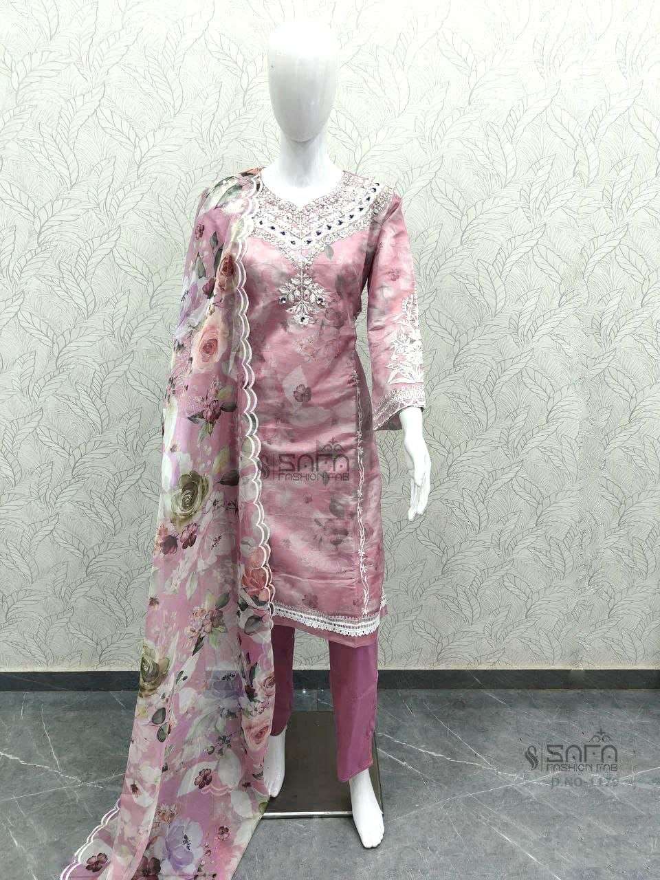 safa 1179 colours organza designer pakistani suits collection at wholesale rates surat