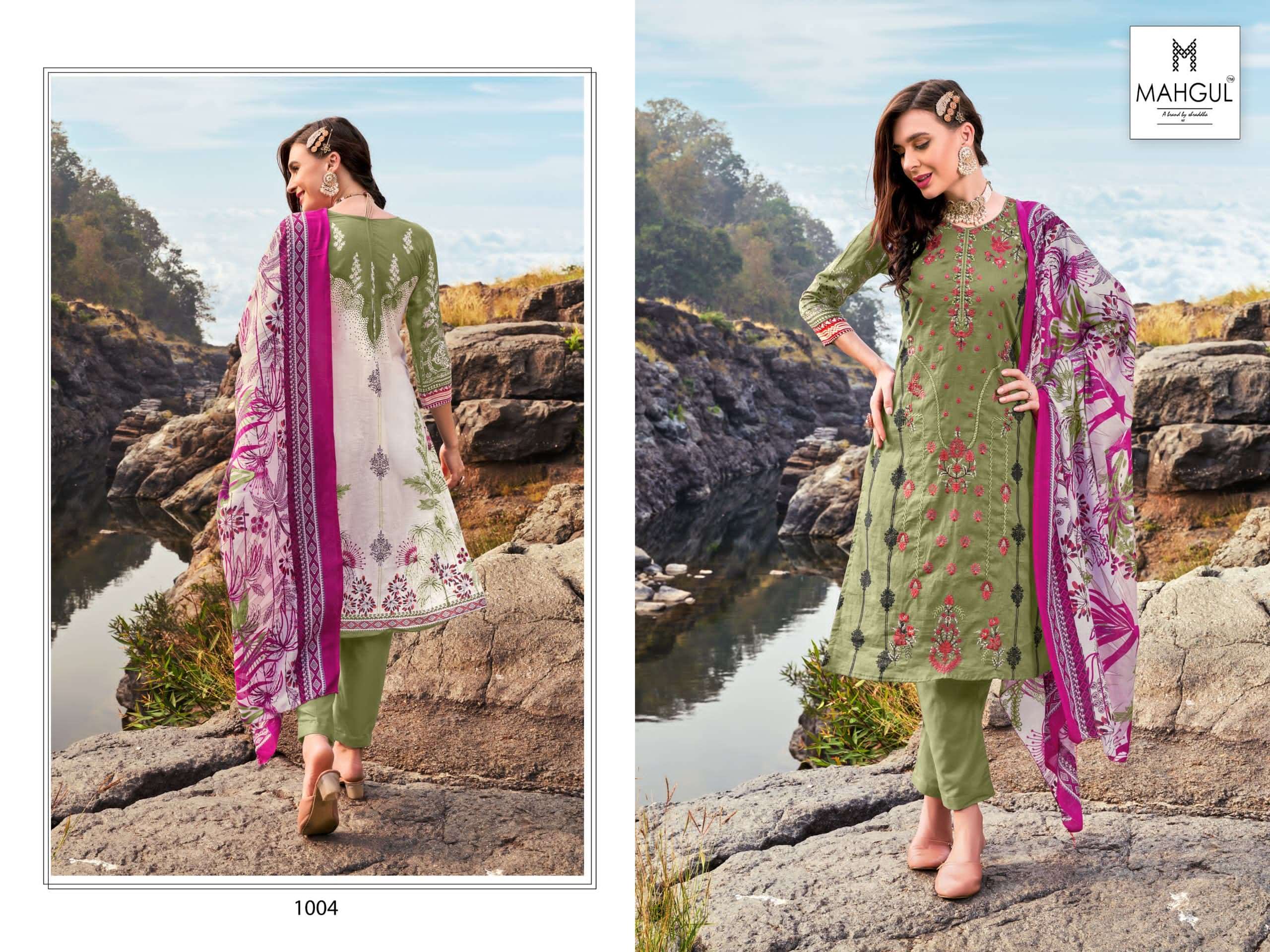 shraddha designer bin saeed vol-1 1001-1004 series latest pakistani cotton dupatta salwar kameez wholesaler