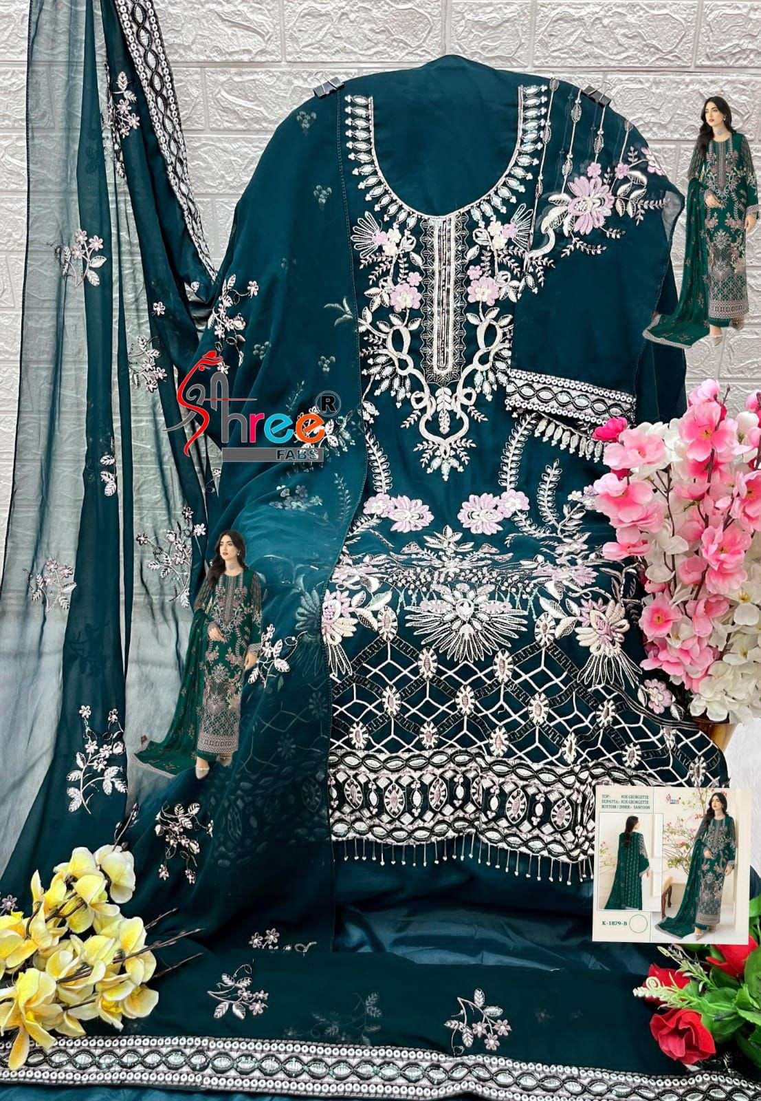 shree fabs 1879 colour series designer wedding wear pakistani suit wholesaler surat gujarat