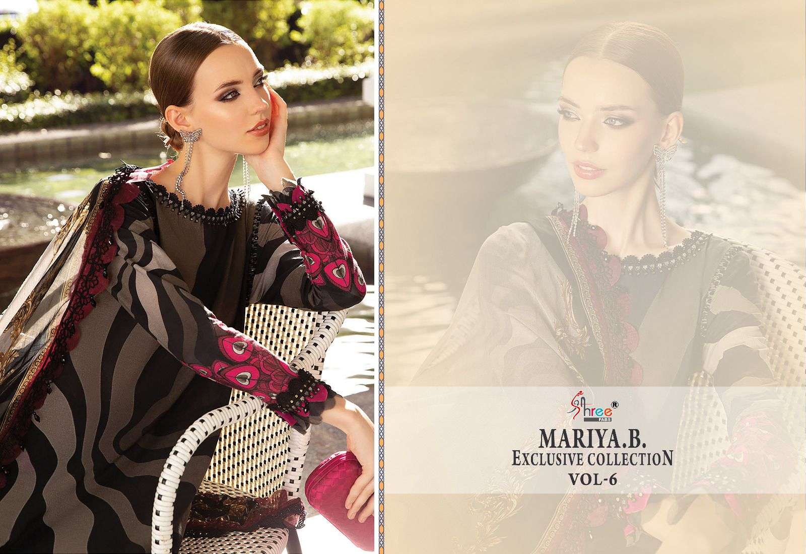 shree fabs maria b exclusive collection vol-6 3298-3305 series designer cotton dupatta wedding wear pakistani suit wholesaler surat gujarat
