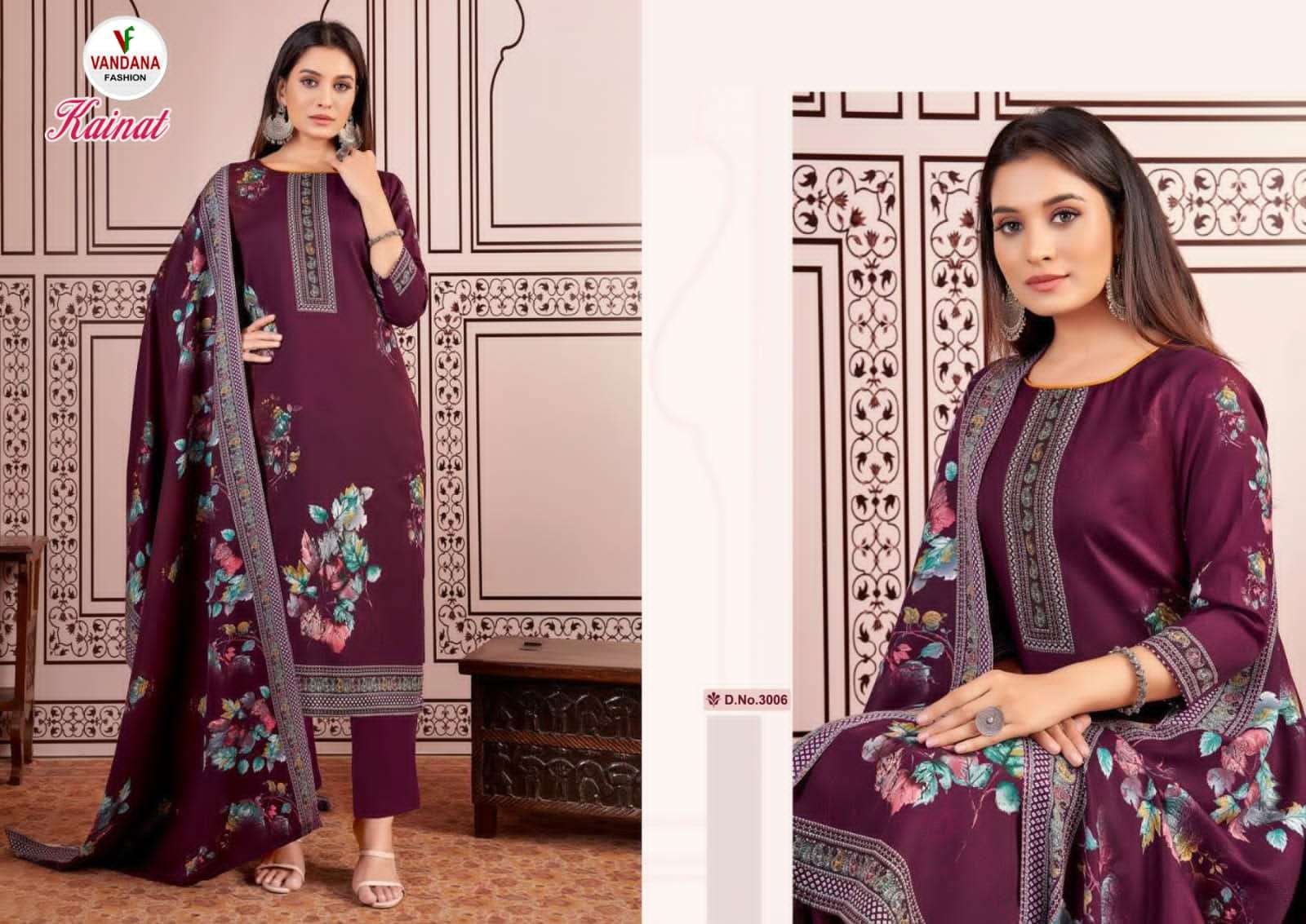 vandana fashion kainat 3001-3010 series latest straight cut salwar kameez wholesaler surat gujarat