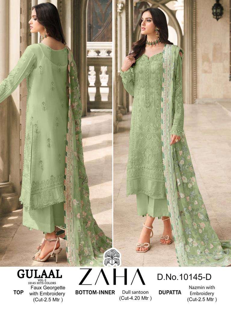 zaha gulaal vol-2 10145 hit colour series latest pakistani salwar kameez wholesaler surat gujarat