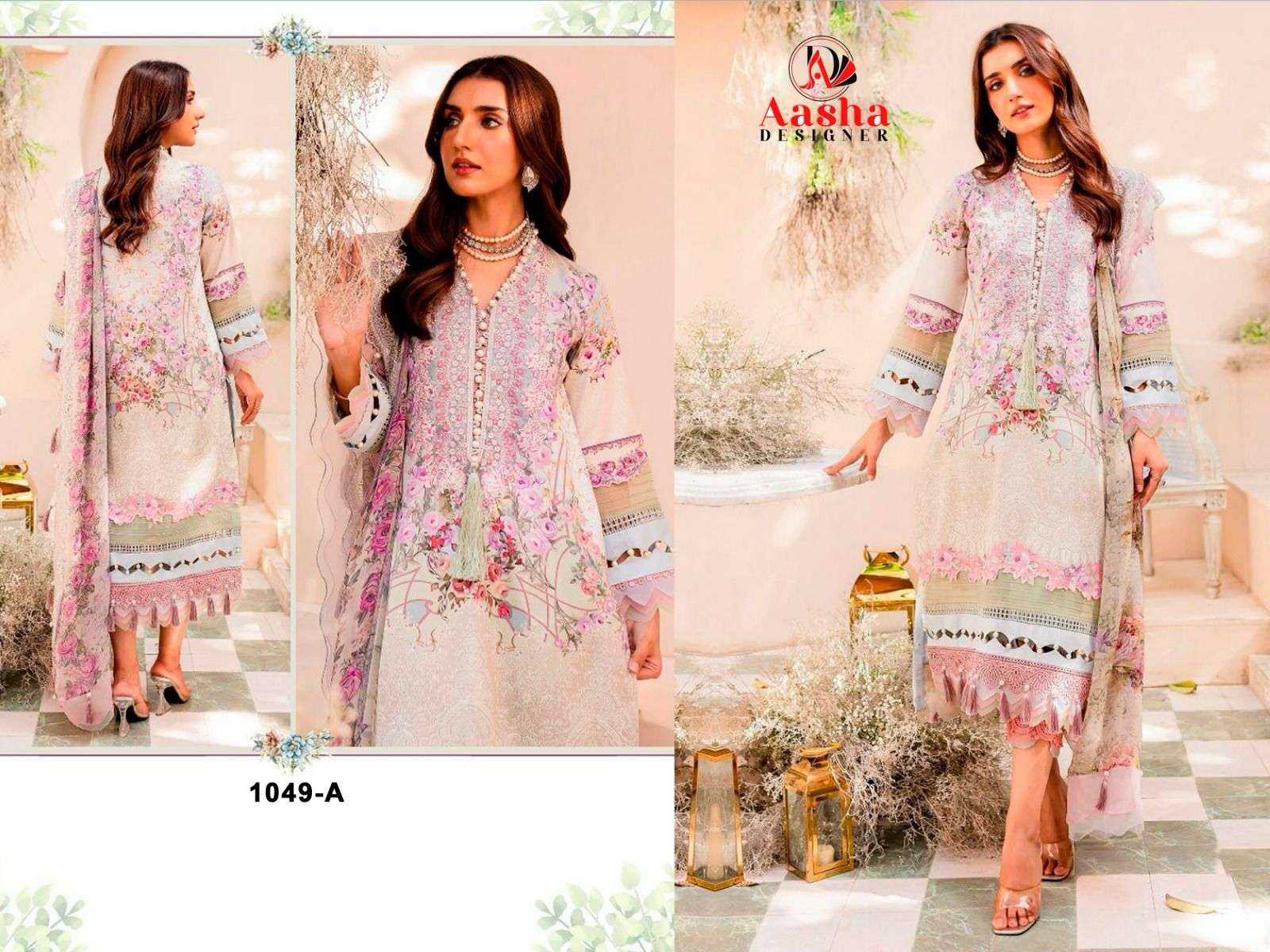 aasha designer needle wonder vol-4 1049 colour series latest designer pakistani chiffon dupatta salwar kameez at wholesale price surat gujarat
