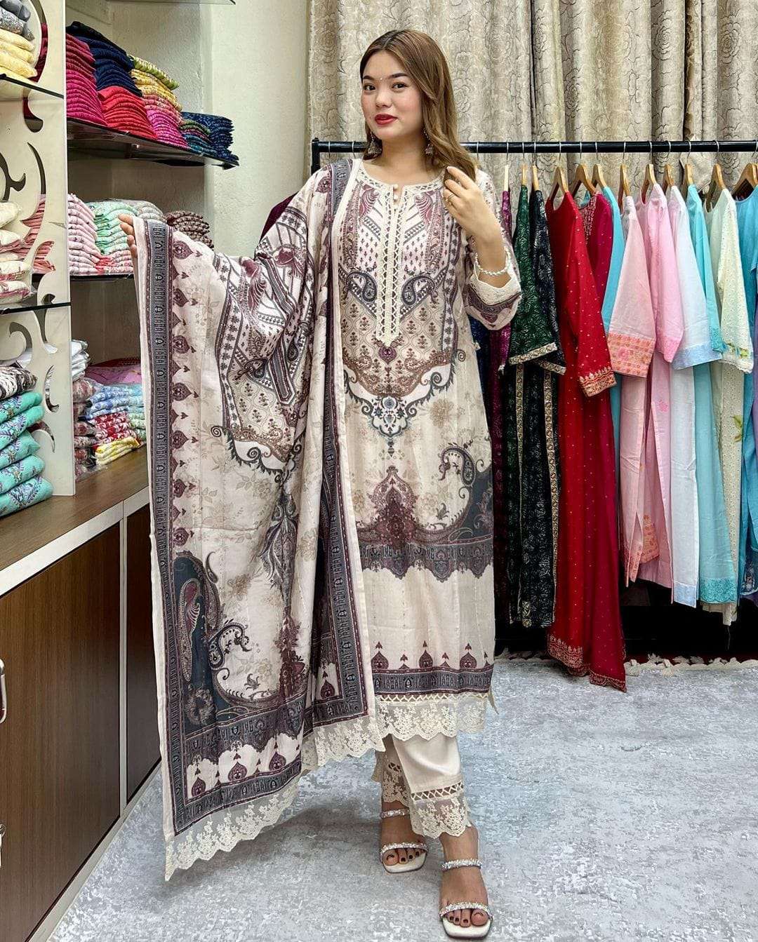 afsana m print latest designer fancy readymade salwar kameez wholesaler surat gujarat 