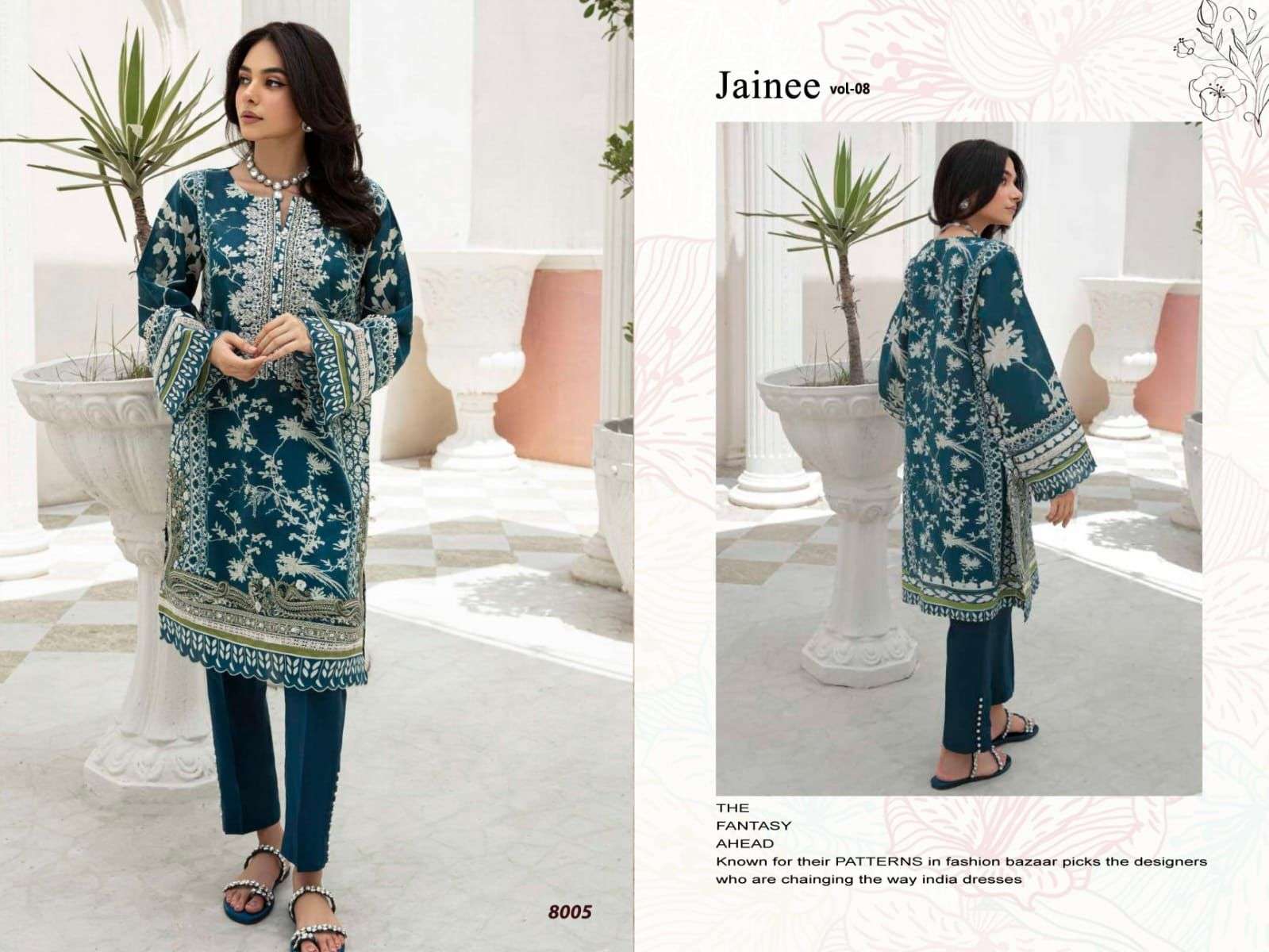 agha noor jainee vol-8 8001-8006 series latest pakistani salwar kameez wholesaler surat gujarat