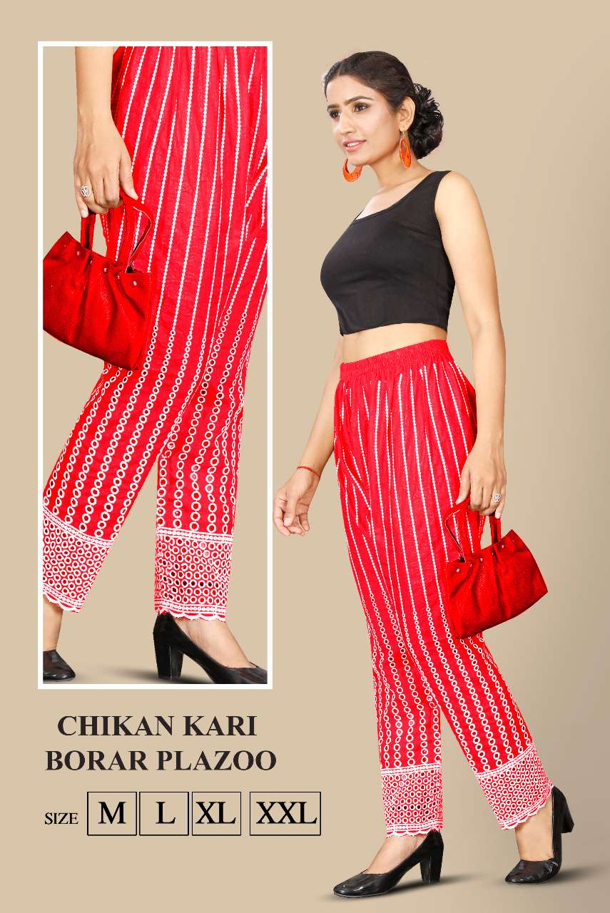 chikan kari border plazzo collection wholesale price at pratham fashion