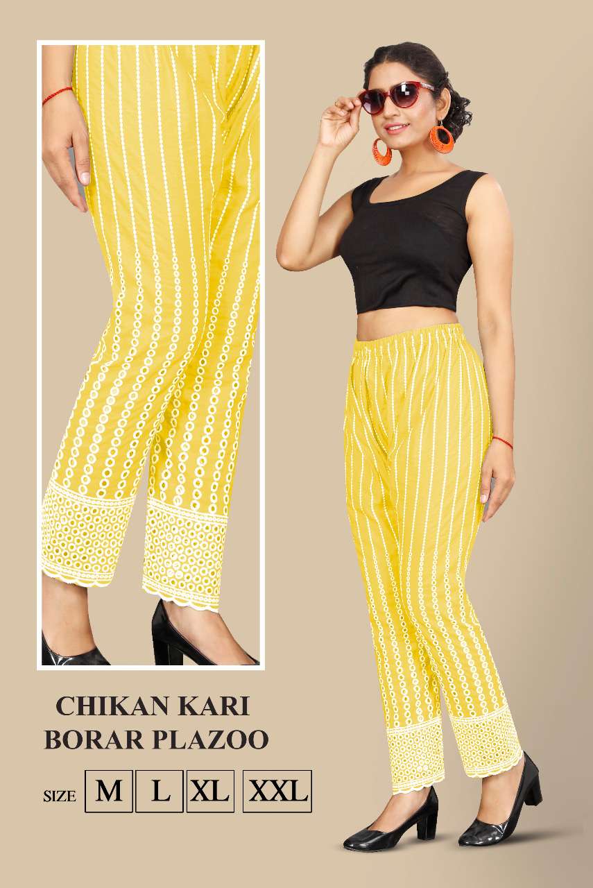 chikan kari border plazzo collection wholesale price at pratham fashion