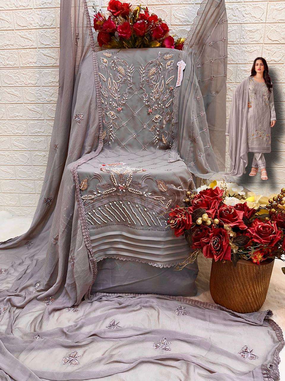 fepic rosemeen c-1665 colours georgette designer pakistani suits collection wholesale surat