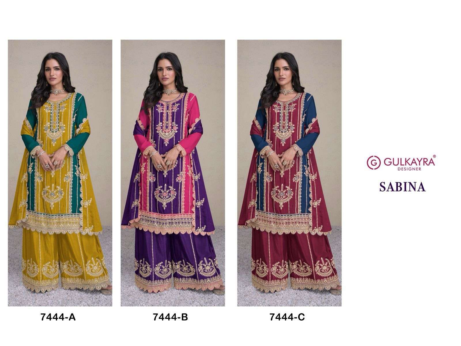 gulkayra designer sabina 7444 colour series designer sharara salwar kameez wholesaler surat gujarat