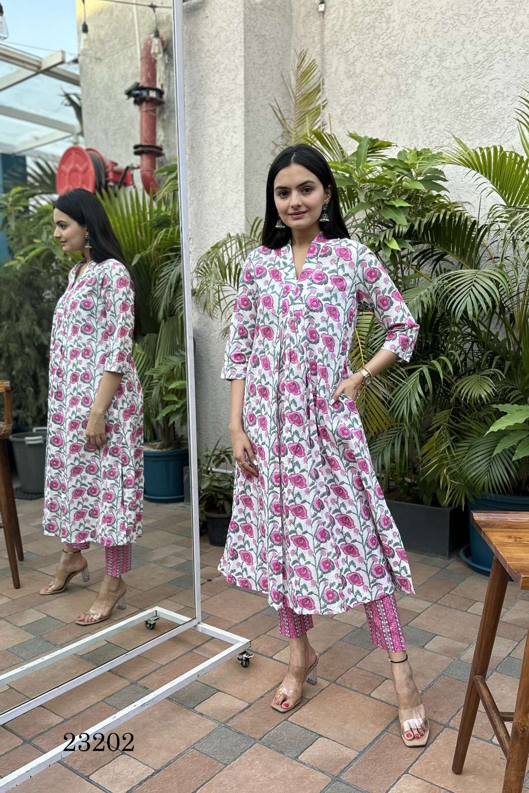 indira apparel 23202 design latest designer pant kurti set wholesaler surat gujarat