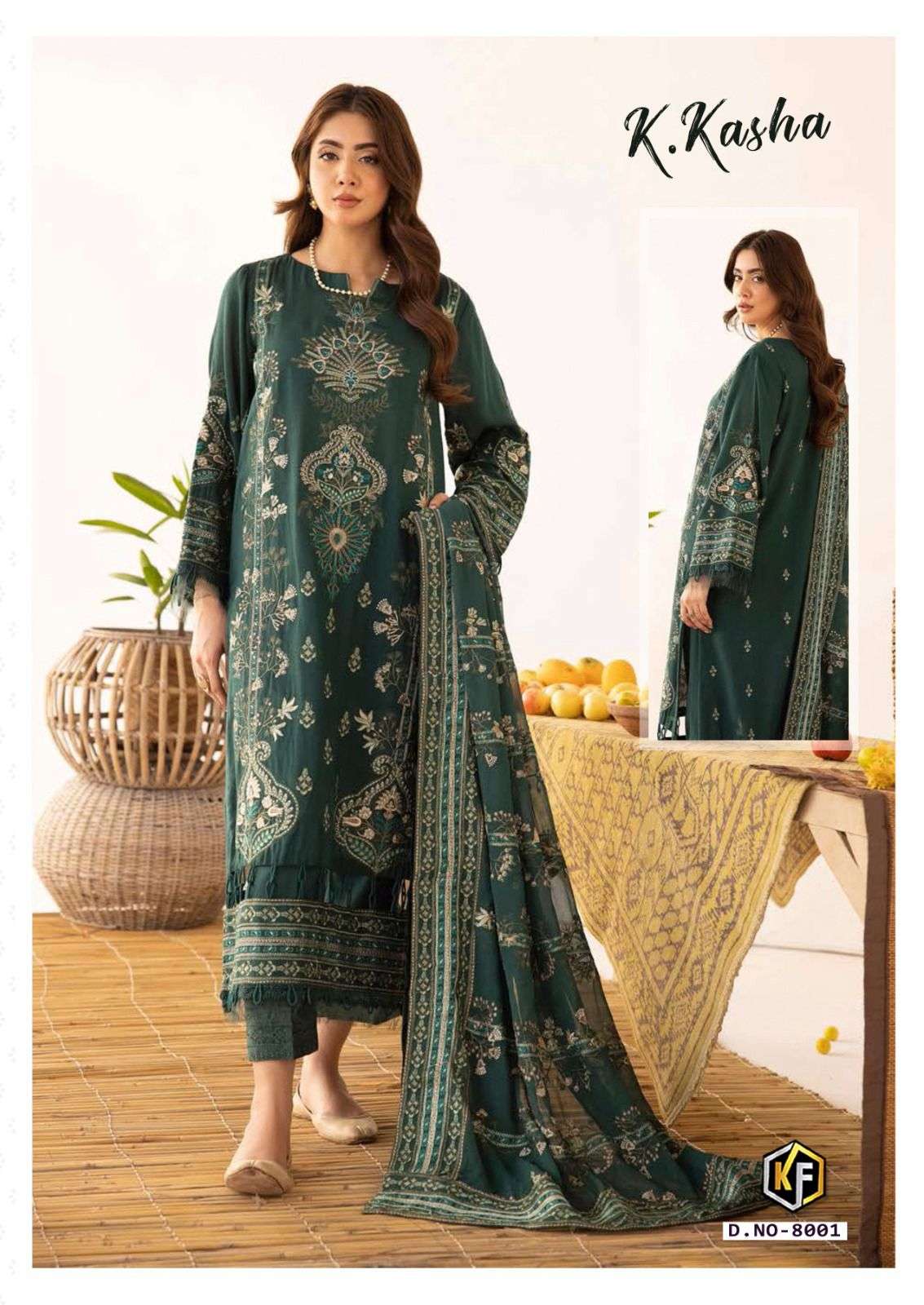 keval fab k kasha vol-8 8001-8006 series designer fancy party wear salwar kameez set wholesaler surat