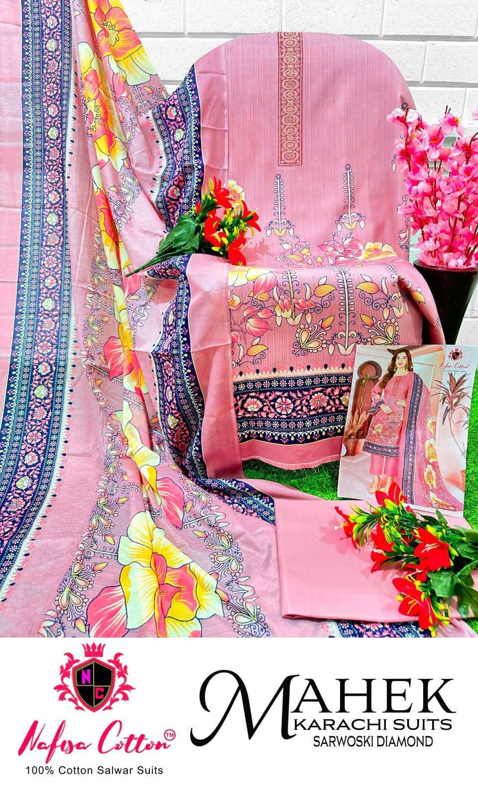 nafisha cotton mahek karachi suits 1001-1010 series latest pakistani salwar kameez wholesaler surat gujarat