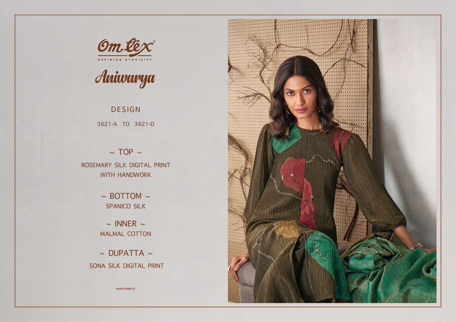 om tex aniwarya 3621 colour series latest designer wedding wear muslin salwar kameez wholesale price surat