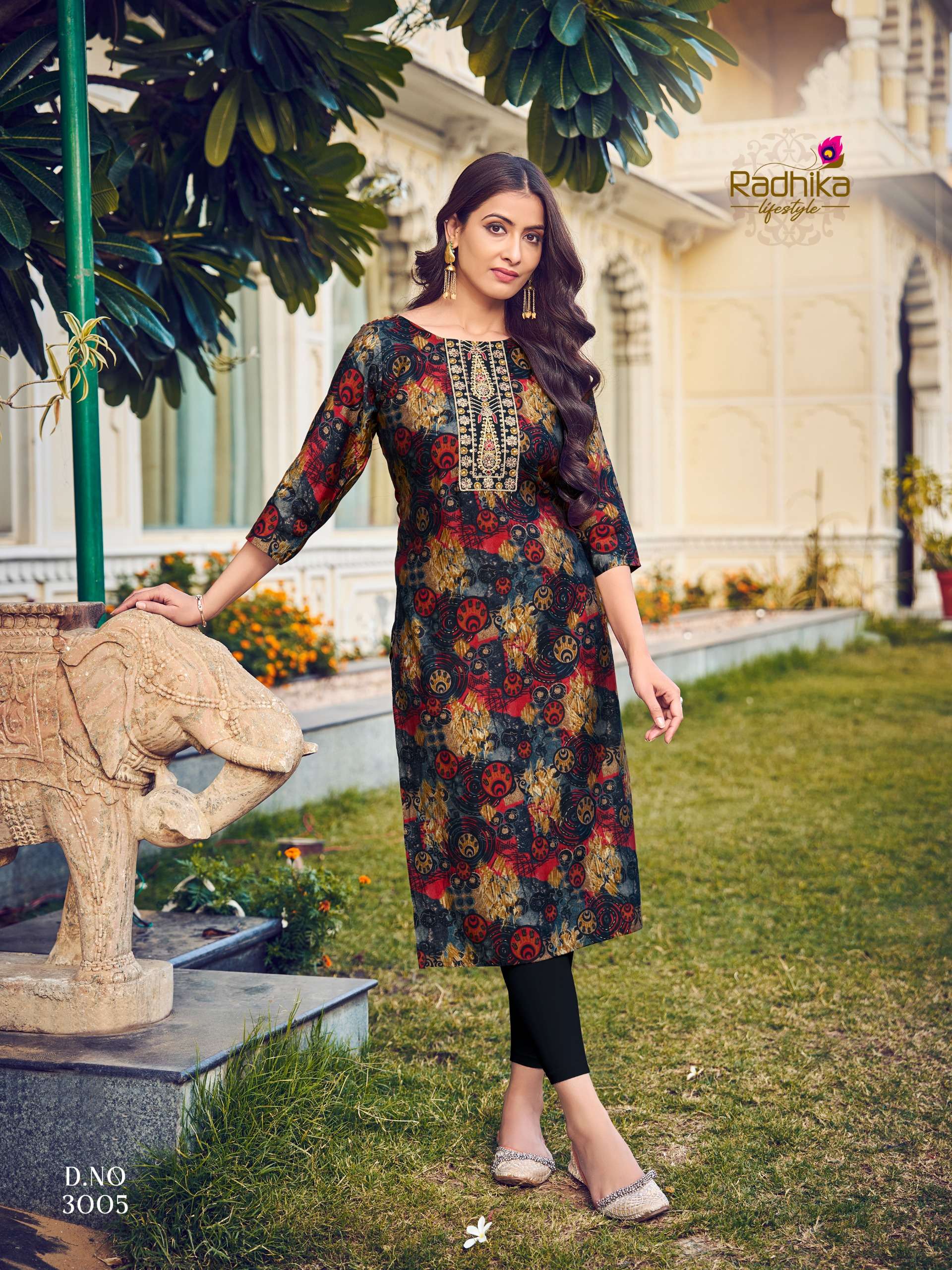 radhika lifestyle charming vol-3 3001-3010 series designer trending kurti set wholesaler surat gujarat