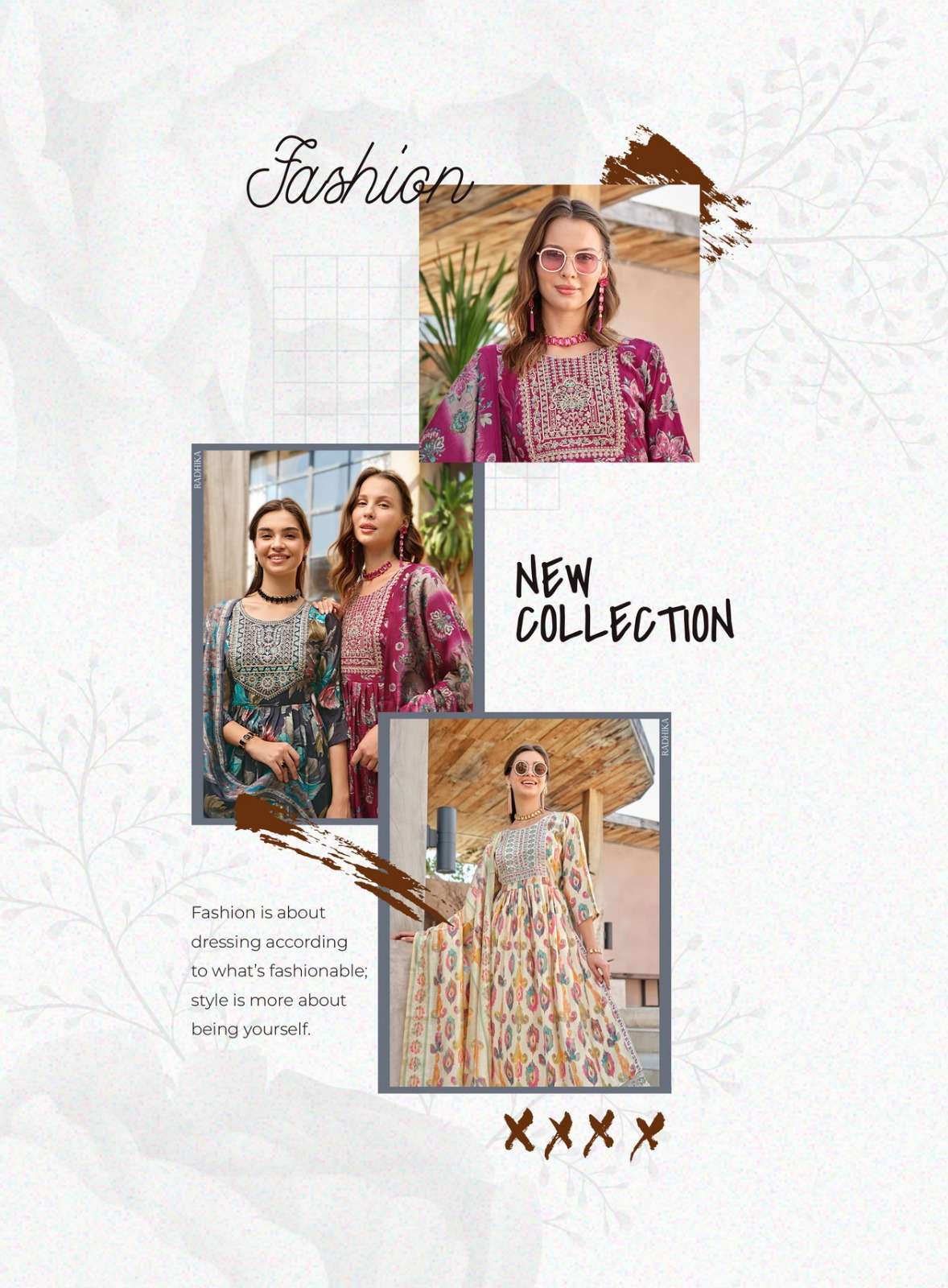 radhika lifestyle sunshine vol-3 3001-3008 series designer trending kurti set wholesaler surat gujarat