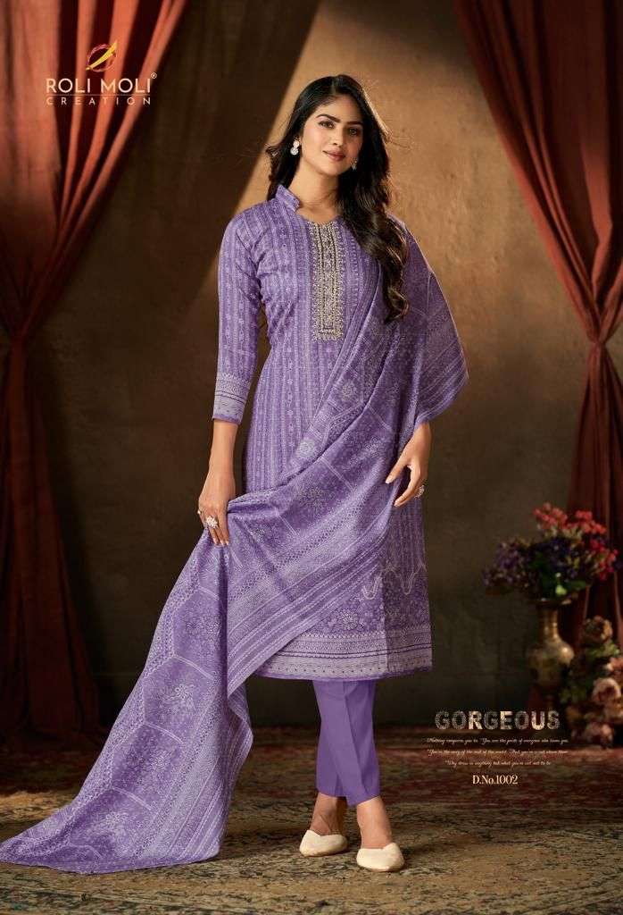 Rolimoli muskan 1001-1008 series soft cotton designer salwar suits collection wholesale rates