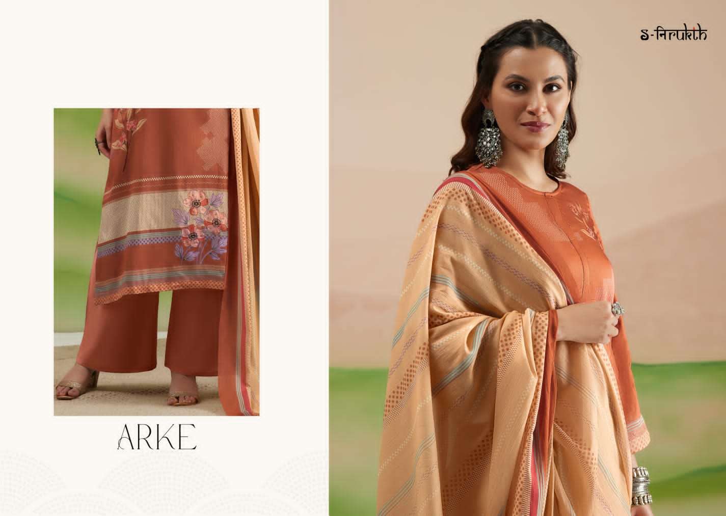 s-nirukth arke butti latest designer festive wear salwar kameez at wholesale rate surat gujarat