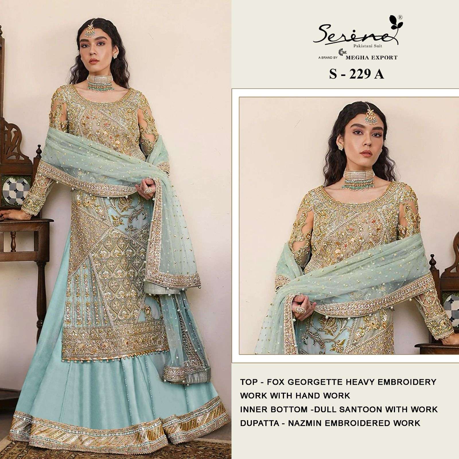 serine 229 colours designer party wear embroidered pakistani salwar kameez wholesaler surat