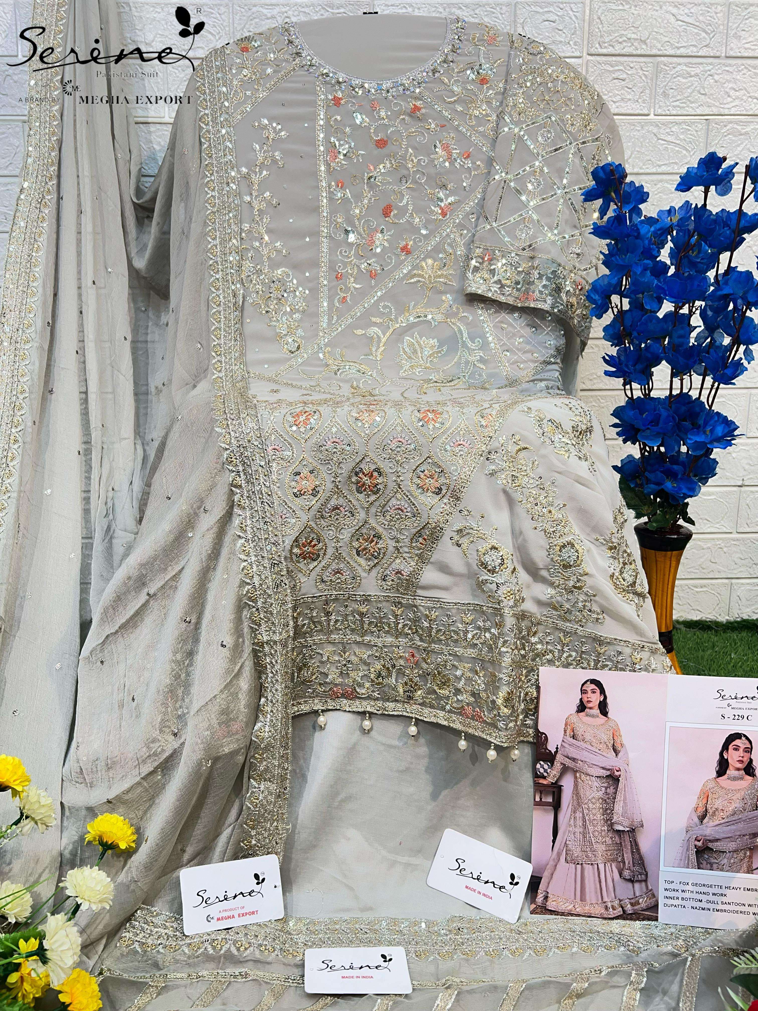 serine 229 colours designer party wear embroidered pakistani salwar kameez wholesaler surat