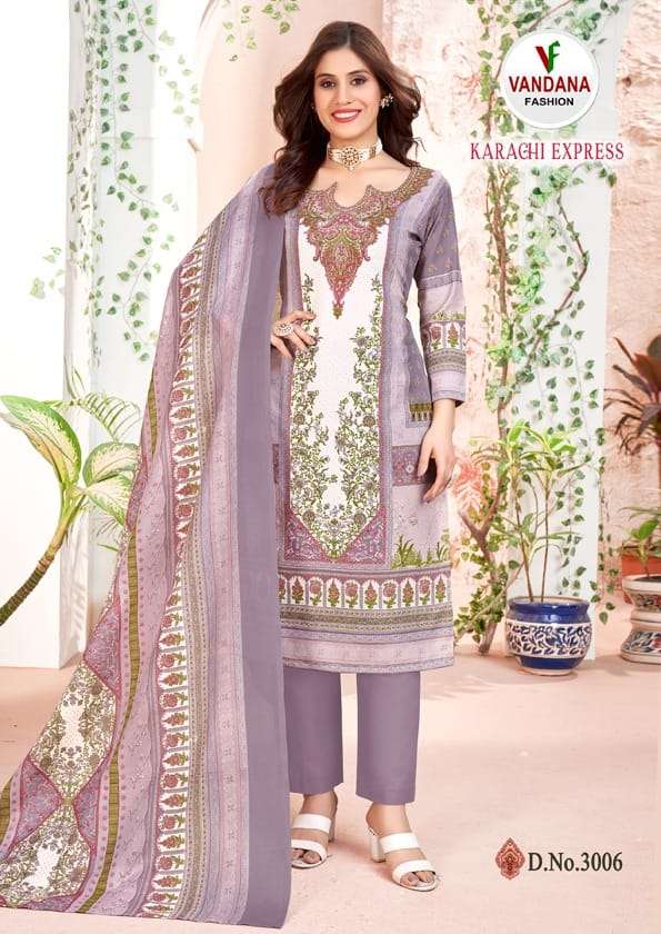 vandana fashion karachi express 3001-3010 series latest straight cut salwar kameez wholesaler surat gujarat