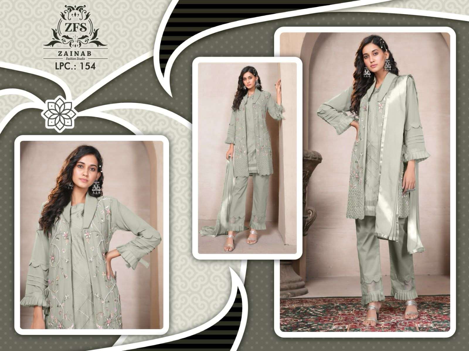 zainab fashion studio 154 colour series latest designer pakistani salwar kameez wholesaler surat gujarat