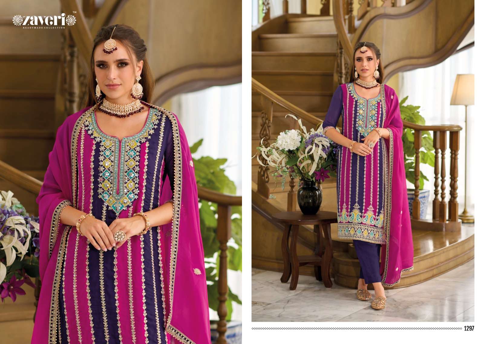 zaveri jasmine soft organza designer party wear salwar suits wholesale  collection surat