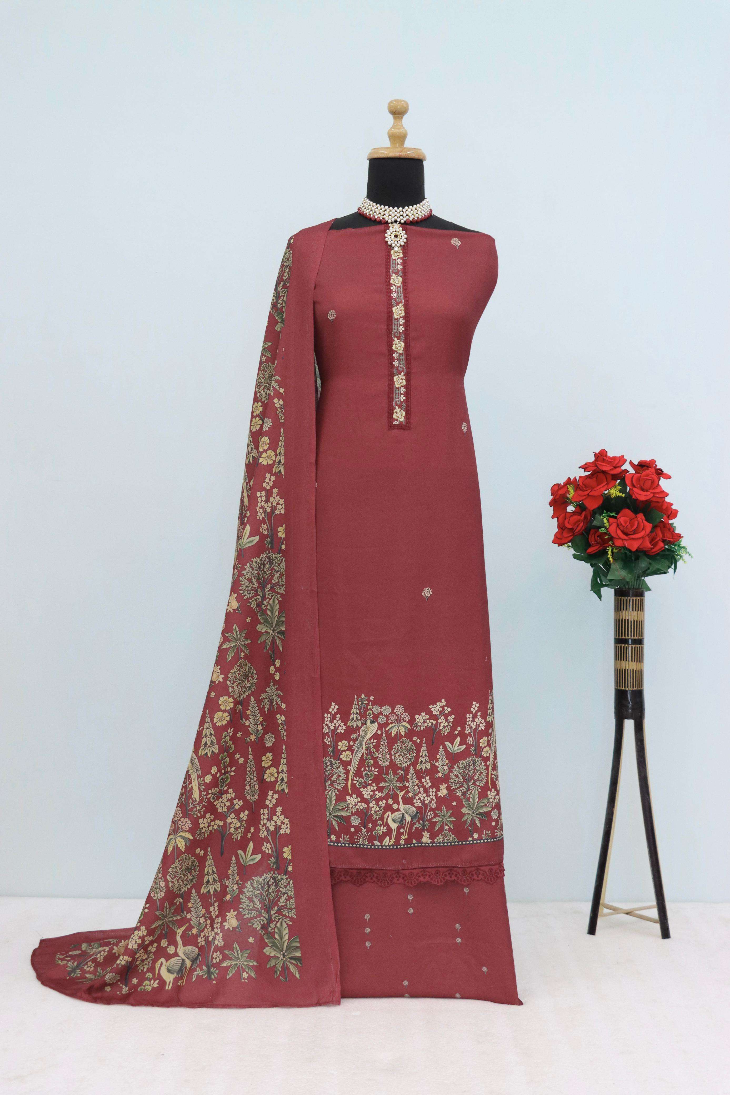 white christmas dresses Black Fine Pashmina Kani Zari Weave Salwar Kameez Dress Material SH13 –  Ethnic's By Anvi Creations main image 1