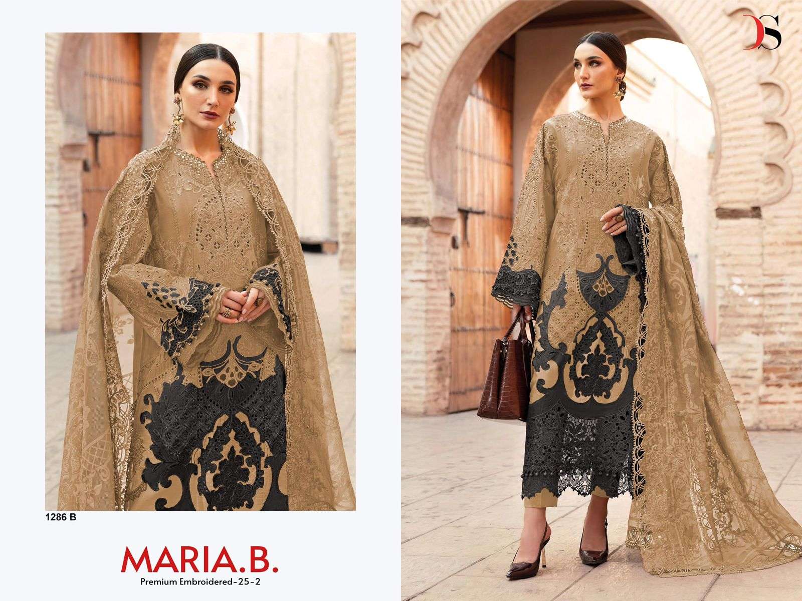deepsy suit maria b premium embroidered 25-2 colors cotton heavy