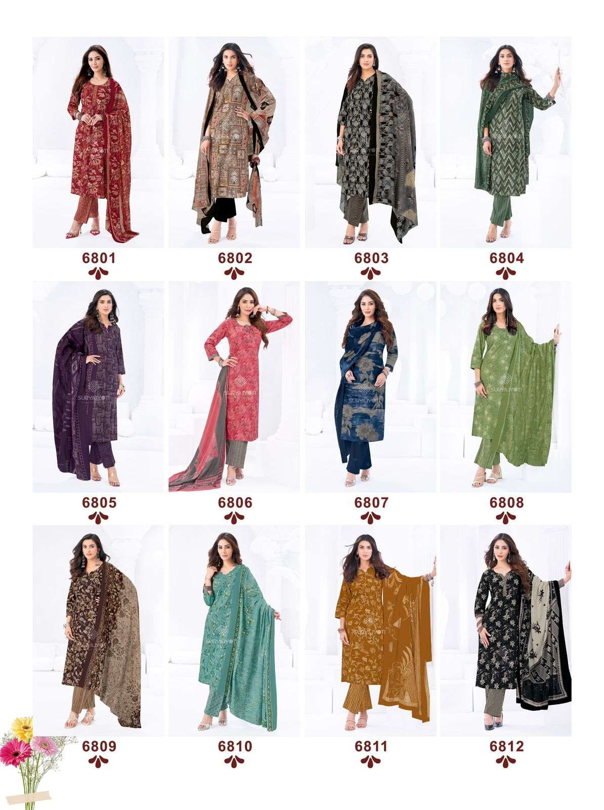 trendy cotton vol-68 by suryajyoti 6801-6820 series cotton casual