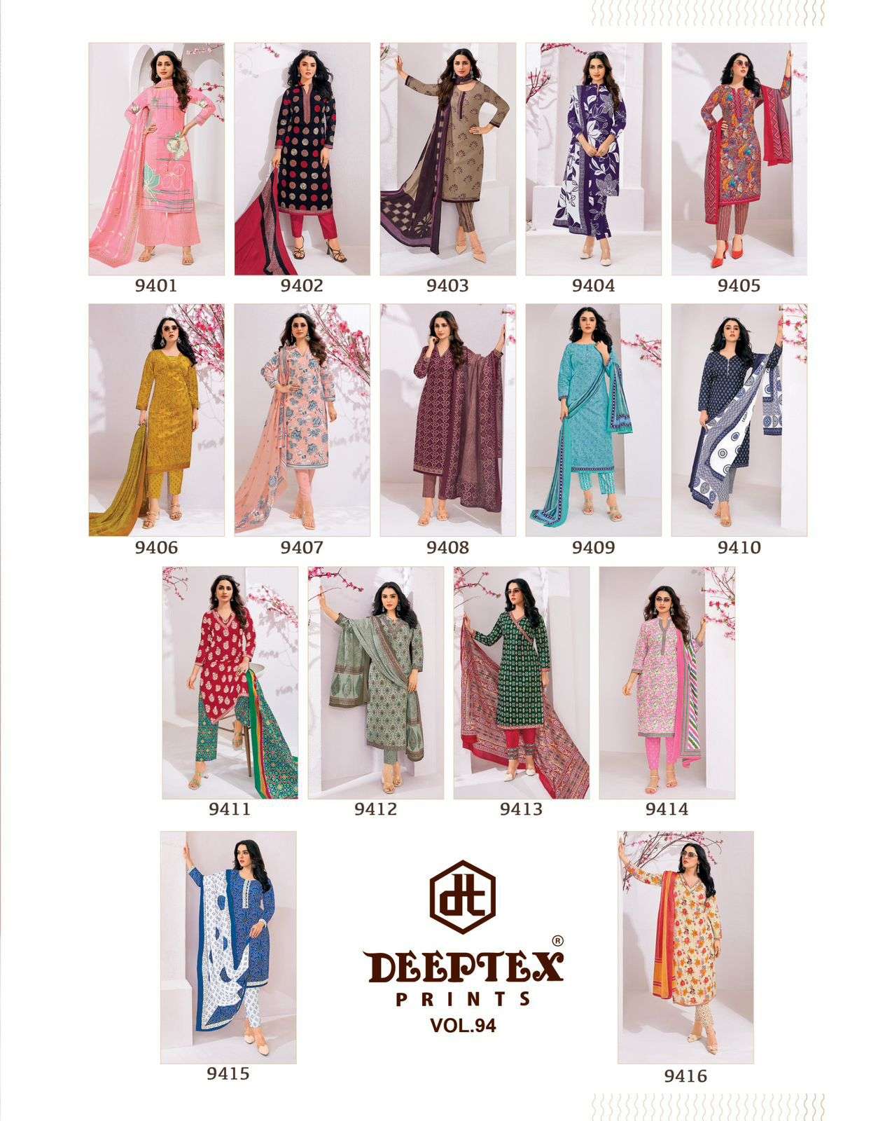 deeptex miss india vol-94 9401-9416 series cotton designer salwar