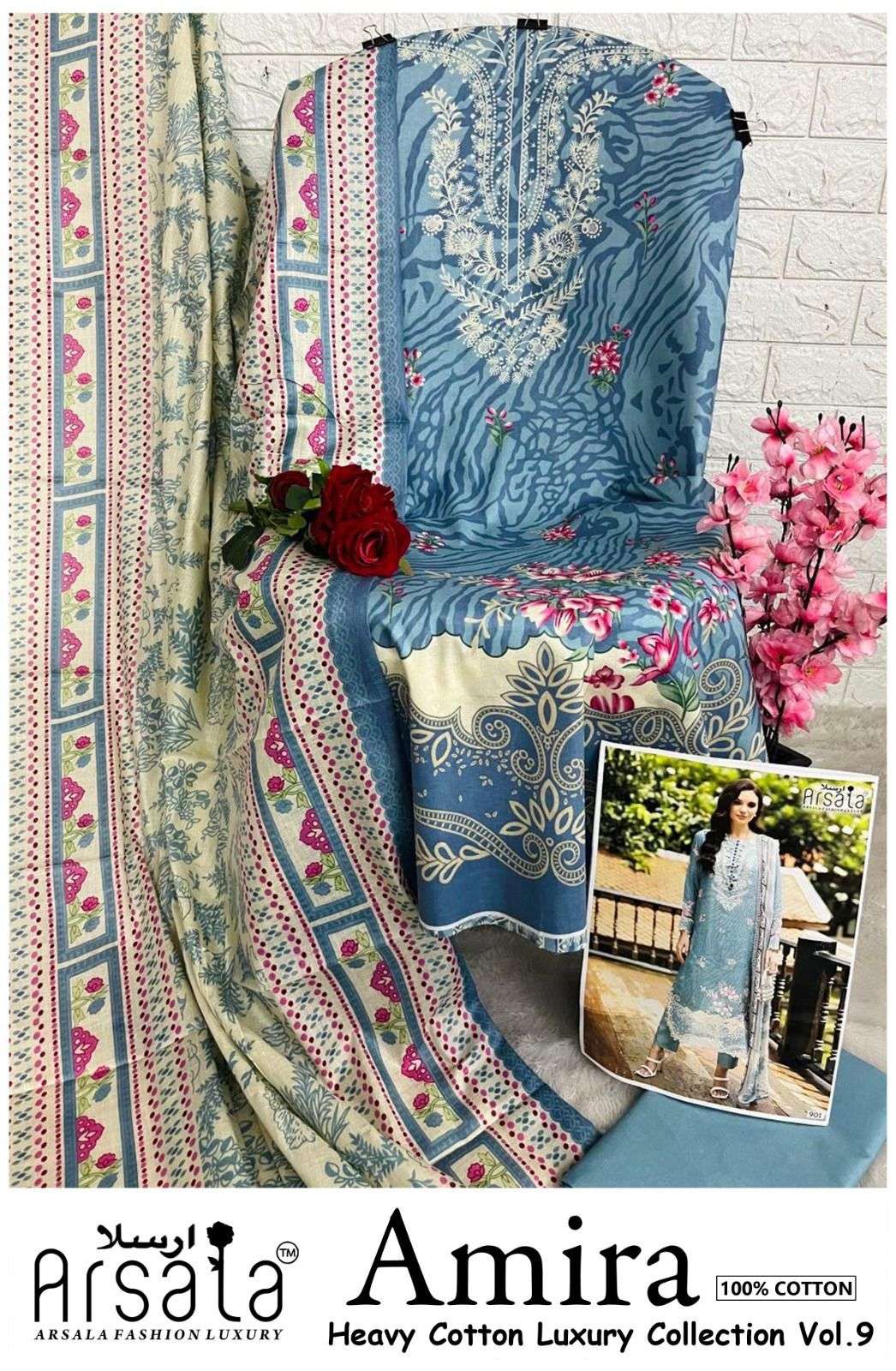 arsala amira vol-9 901-906 series heavy lawn cotton designer