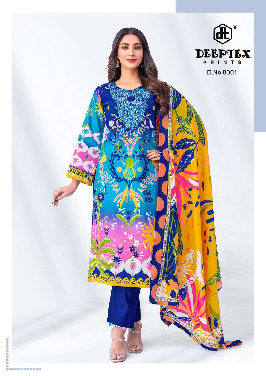 deeptex roohi zara vol-8 8001-8008 series lawn with fancy printed